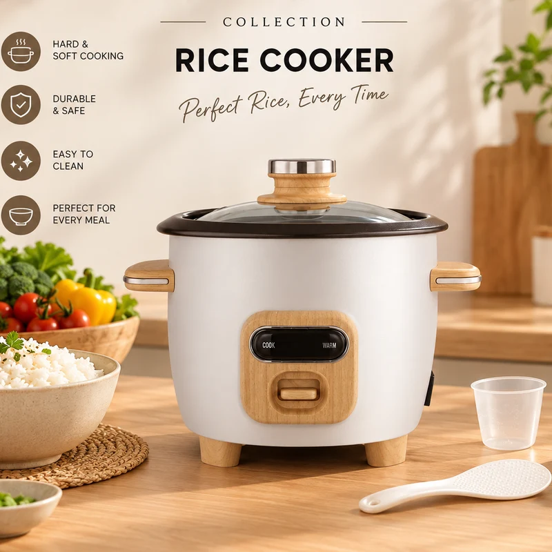 Bavary Rice Cooker - Rijstkoker - 2.8 Liter - Cream - Inclusief maatbeker en lepel - 1000W - Droogkookbeveiliging - Anti-aanbaklaag - RVS