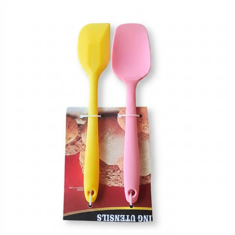 2-Piece Silicone Spatula & Spoon Set 8" (Heat-Resistant Baking Utensils)